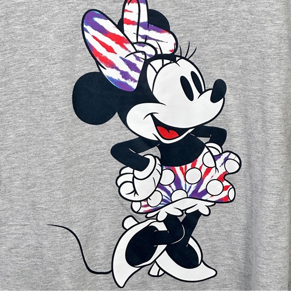 Disney Minnie Mouse Tie Dye Bow Graphic Tee Heather Gray Women’s XL - Picture 3 of 6